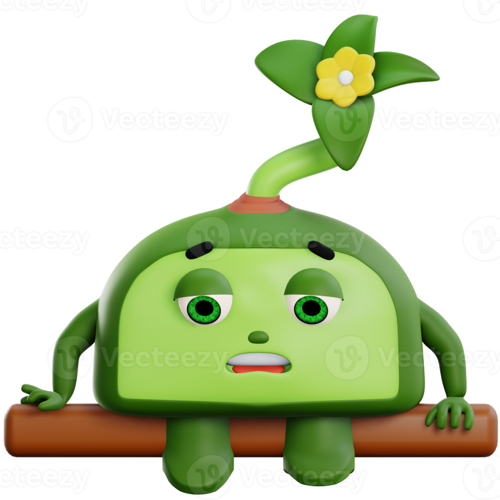 3d carino pianta personaggio fatica png