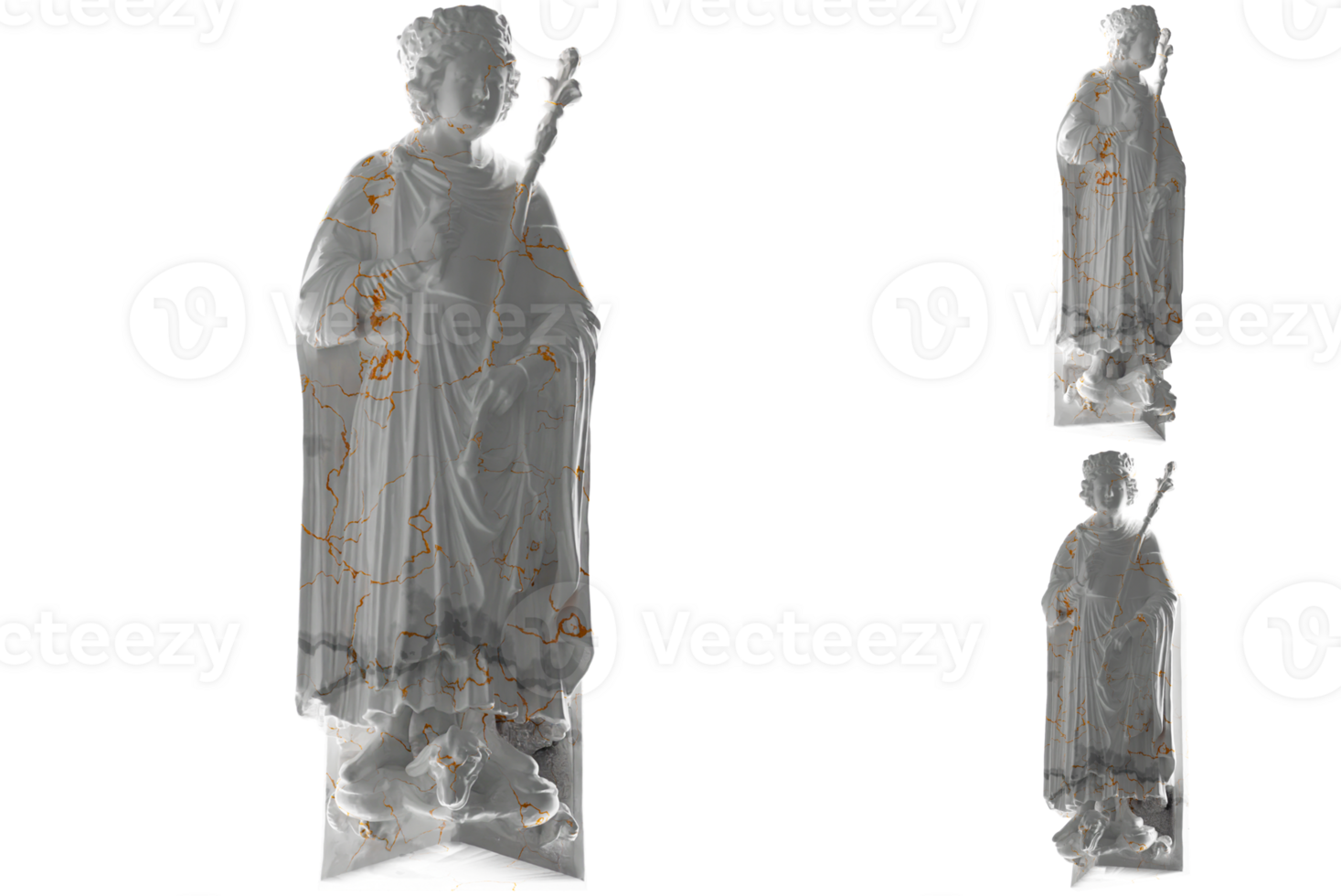 King Solomon Statue Render in Gold and Marble Perfect for Social Media and Promotion png