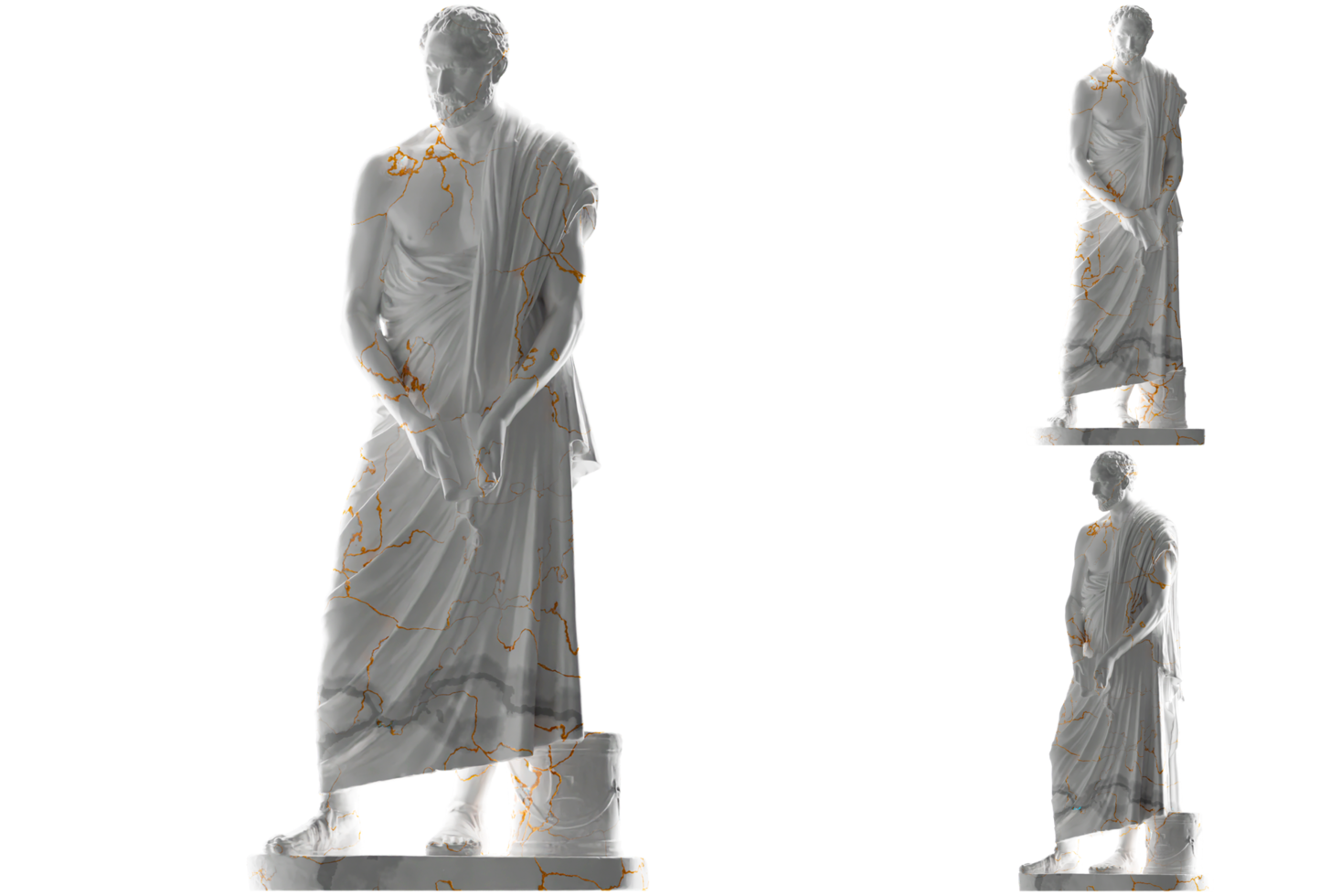 Free Elegant white marble statue of Demosthenes in gold finish, perfect