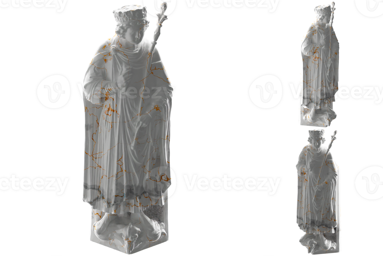 King Solomon Statue Render in Gold and Marble Perfect for Social Media and Promotion png