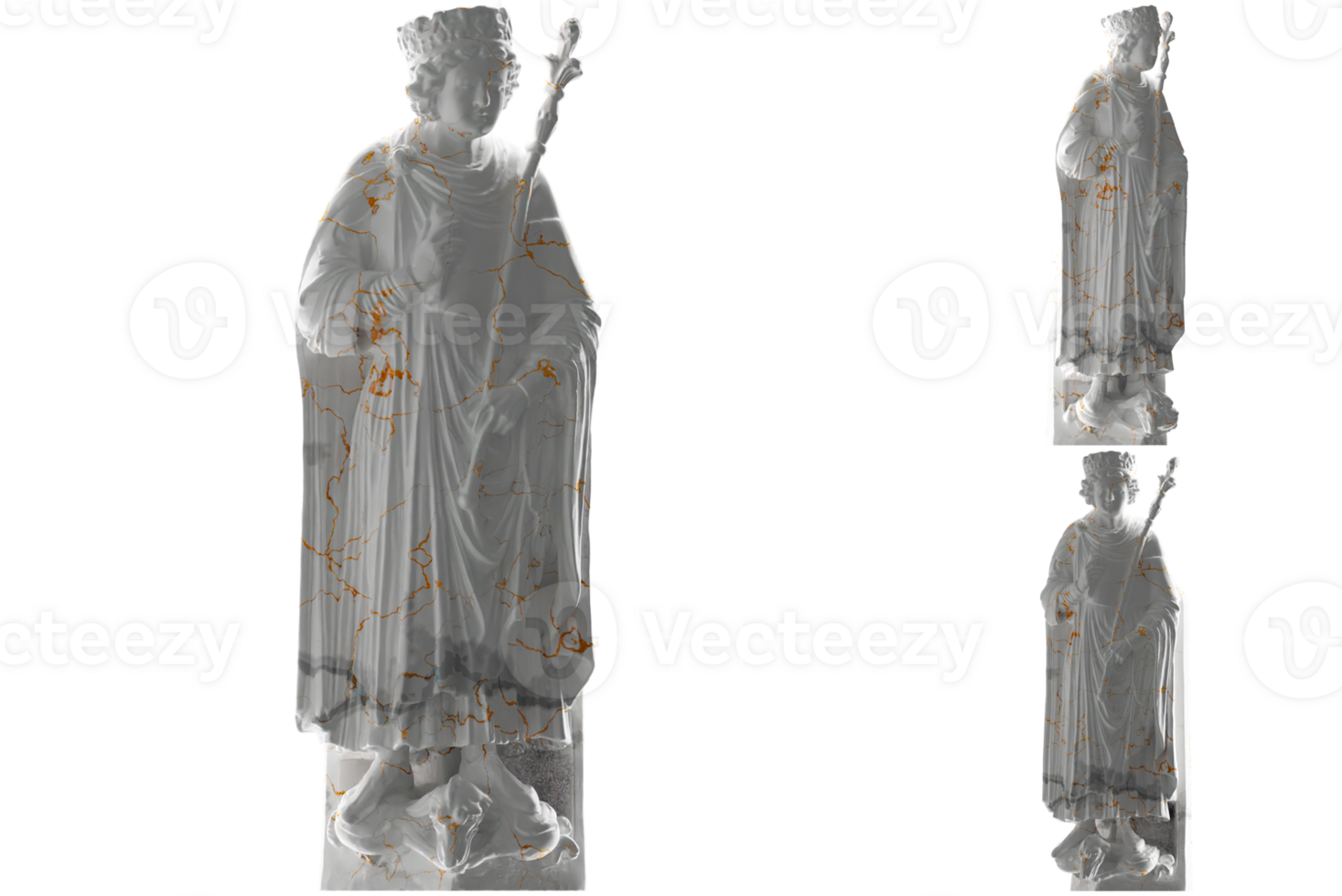 King Solomon Statue Render in Gold and Marble Perfect for Social Media and Promotion png