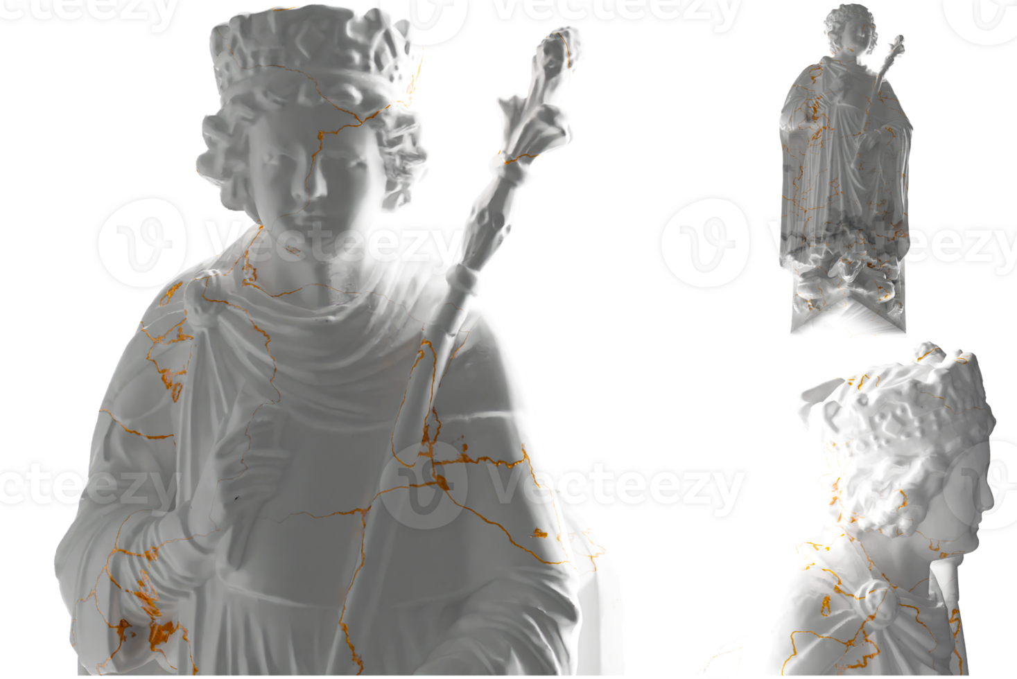 King Solomon Statue Render in Gold and Marble Perfect for Social Media and Promotion png