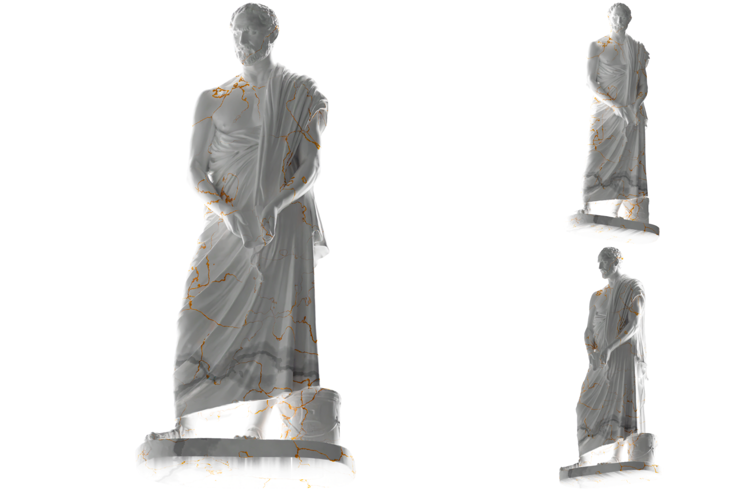 Free Elegant white marble statue of Demosthenes in gold finish, perfect
