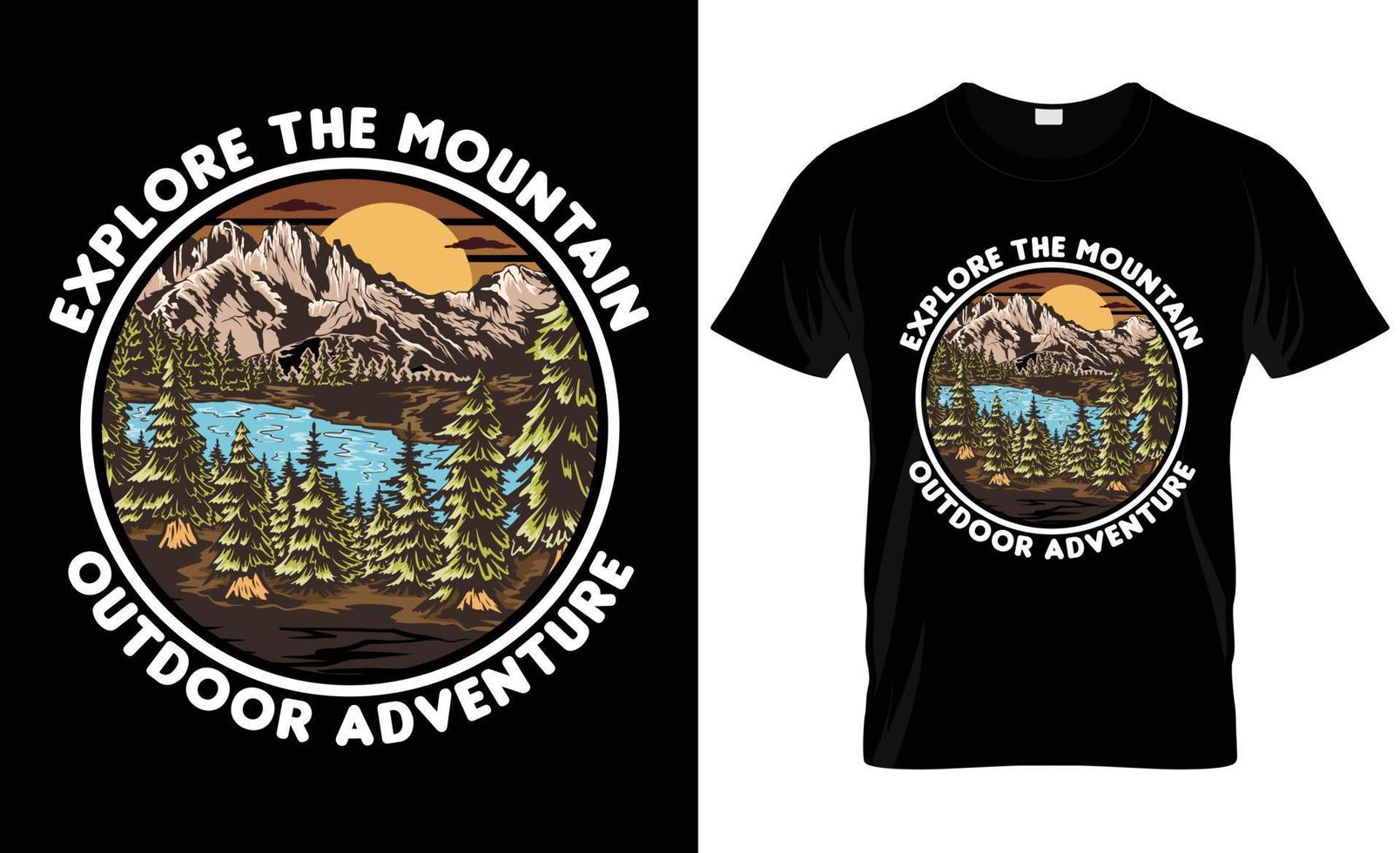 diseño de camiseta de aventura de montaña vector