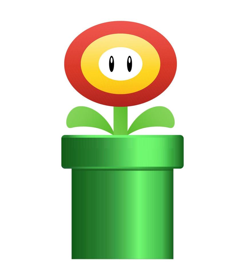 Flower for Mario Bros.Pipes. Warp Pipes Super Mario games. vector