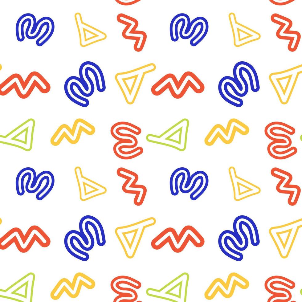 squiggle kid.90s seamless pattern.  doodle pattern. Trendy minimalist style art background. basic shapes. Simple childish scribble vector