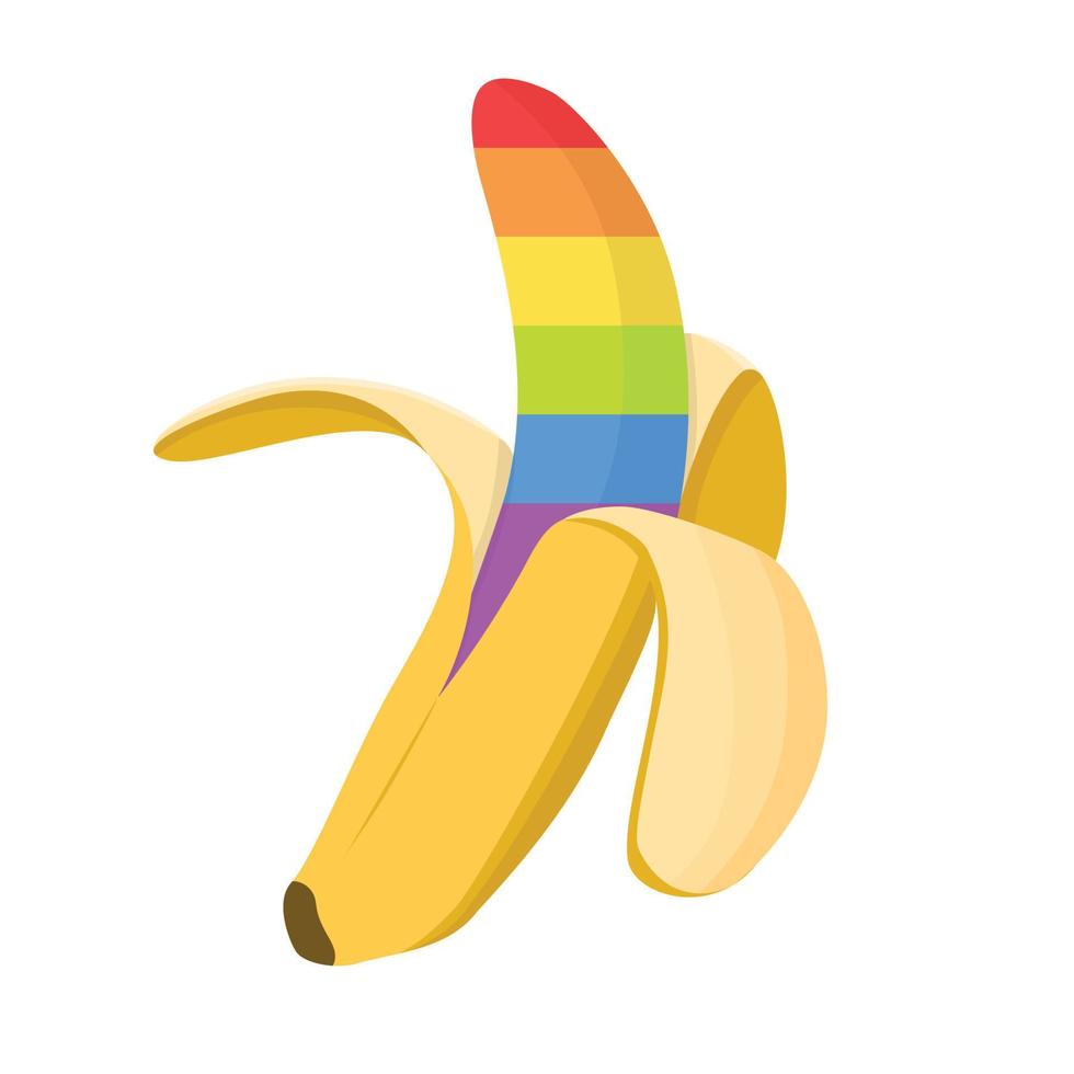 Open banana. LGBT Pride Logo. Badge Logo with LGBT Rainbow Illustration. Creative Vector Design Element for Pride Month Logo, Square Banner, Social Media Post Template.