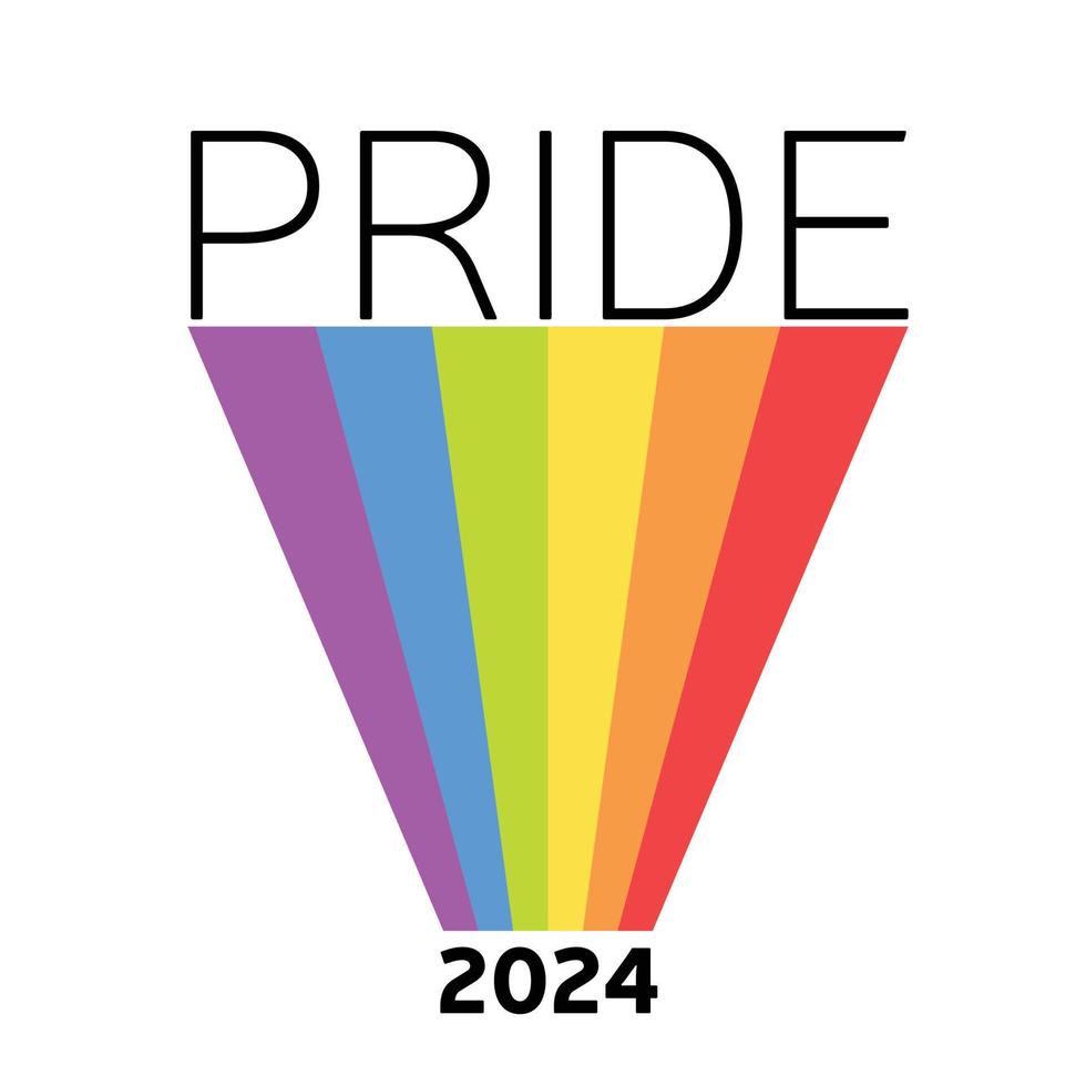 Pride 2024 text. LGBT Pride Logo. Badge Logo with LGBT Rainbow