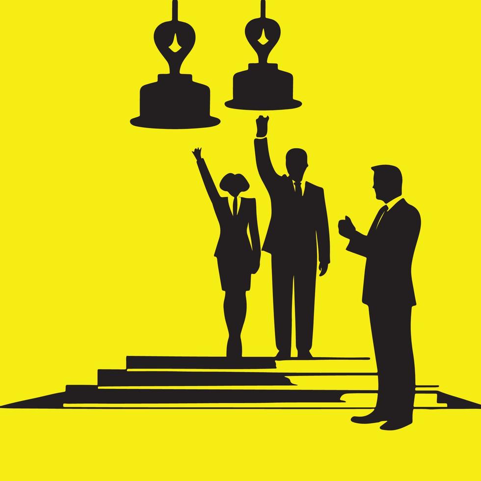 The winner On the winner stage on podium. Success Ranking Concept black silhouette. Winner Silhouette, Success silhouette vector