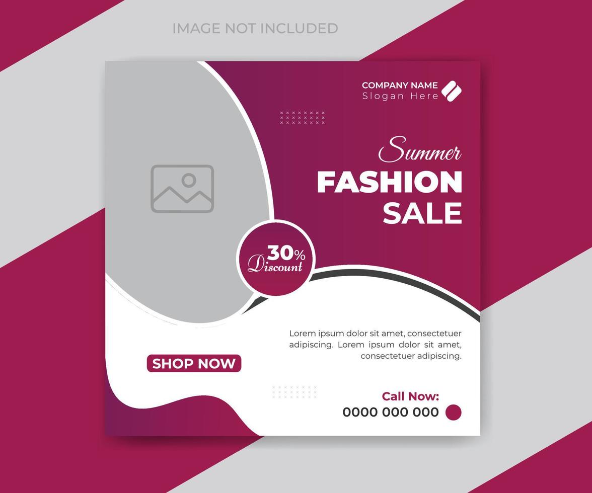 Fashion social media promotion or web banner layout template vector