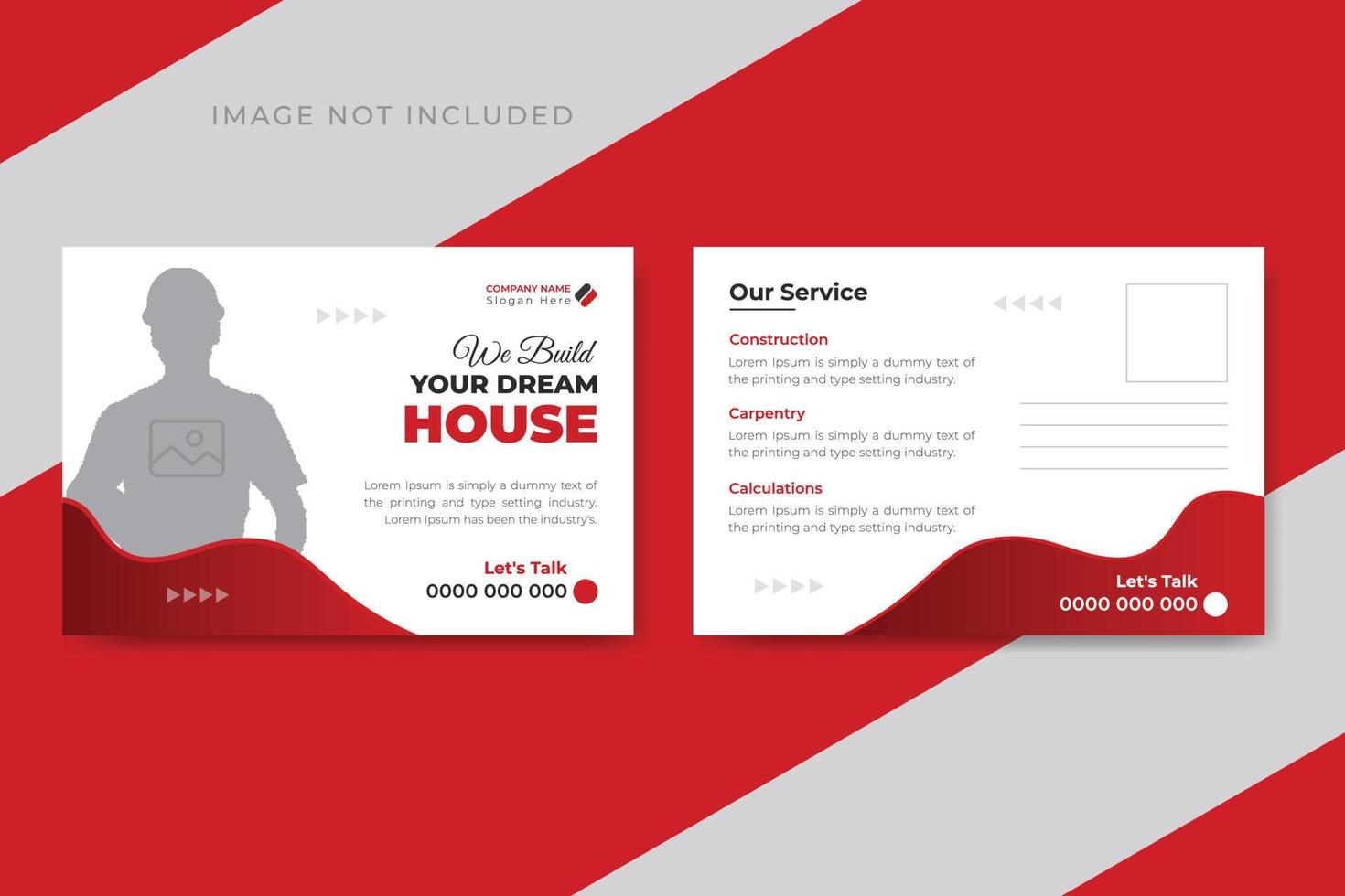 Corporate postcard design for construction company template vector