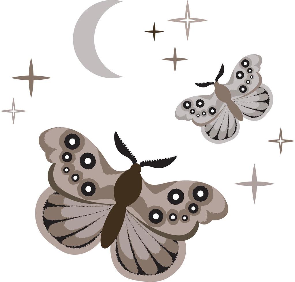 Beautiful fairy moth in brown tones. Illustration for boho nursery posters, cards, invitations. vector