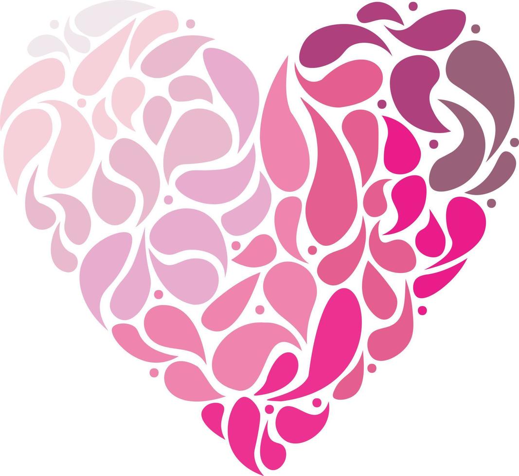 Vector heart made of separate elements of pink shades. Valentine's day symbol. Love icon.