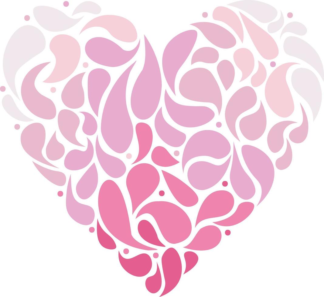 Vector heart made of separate elements of pink shades. Valentine's day symbol. Love icon.