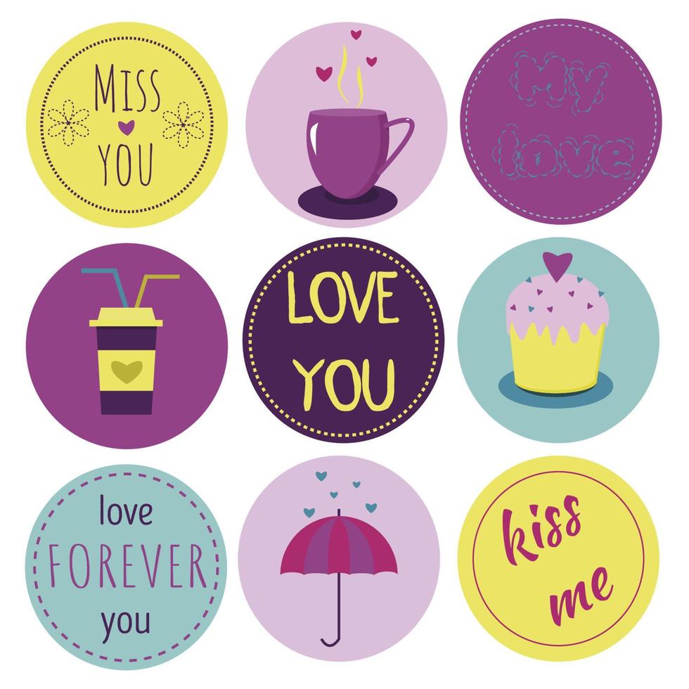 vector cute love icons for falling in love design