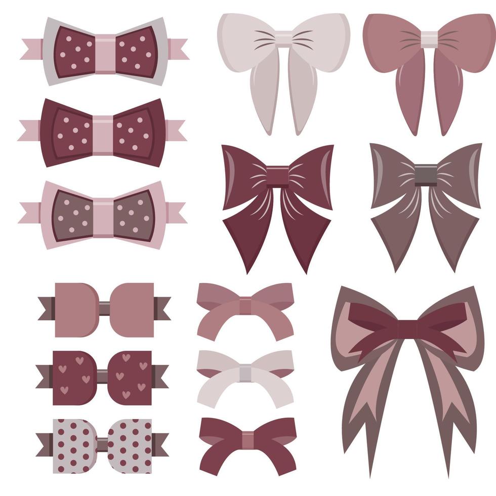 vector set pretty pink bows for girls