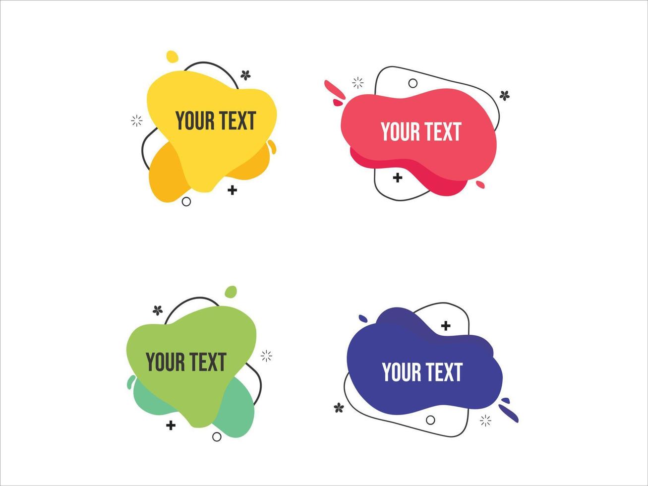 Set of abstract liquid shape vector illustration template. Fluid flat color design. Ready use for print and web design