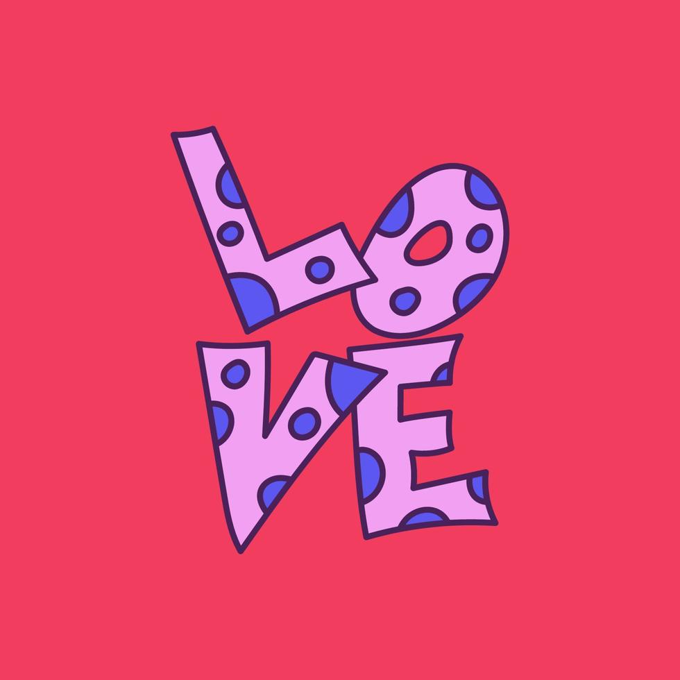 Minimalistic doodle vector hand drawn illustration. Lettering with word love