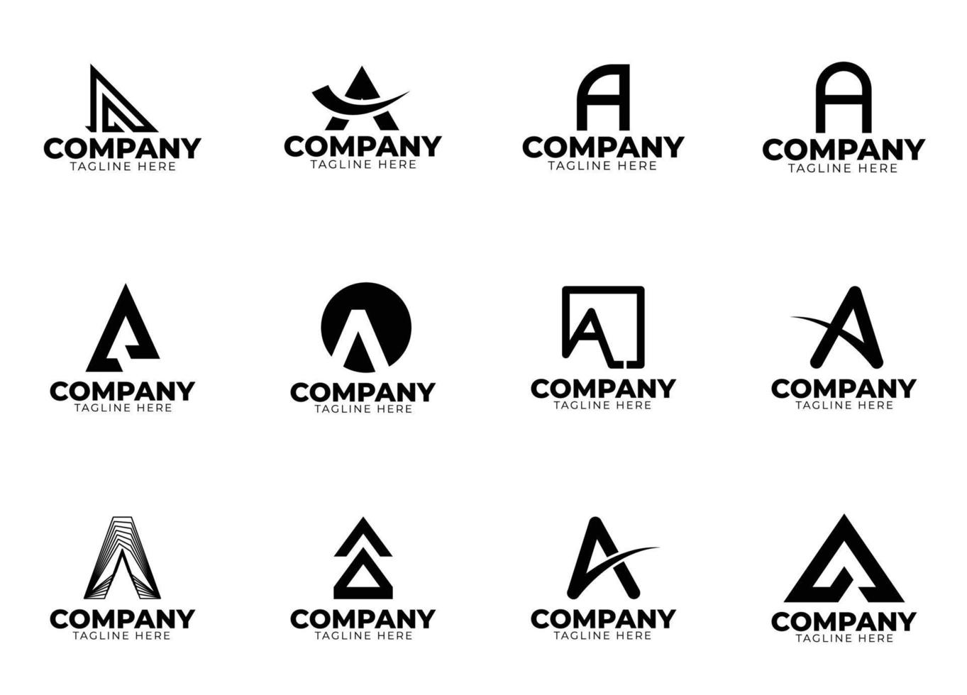 12 set of Letter A logo icon design template vector