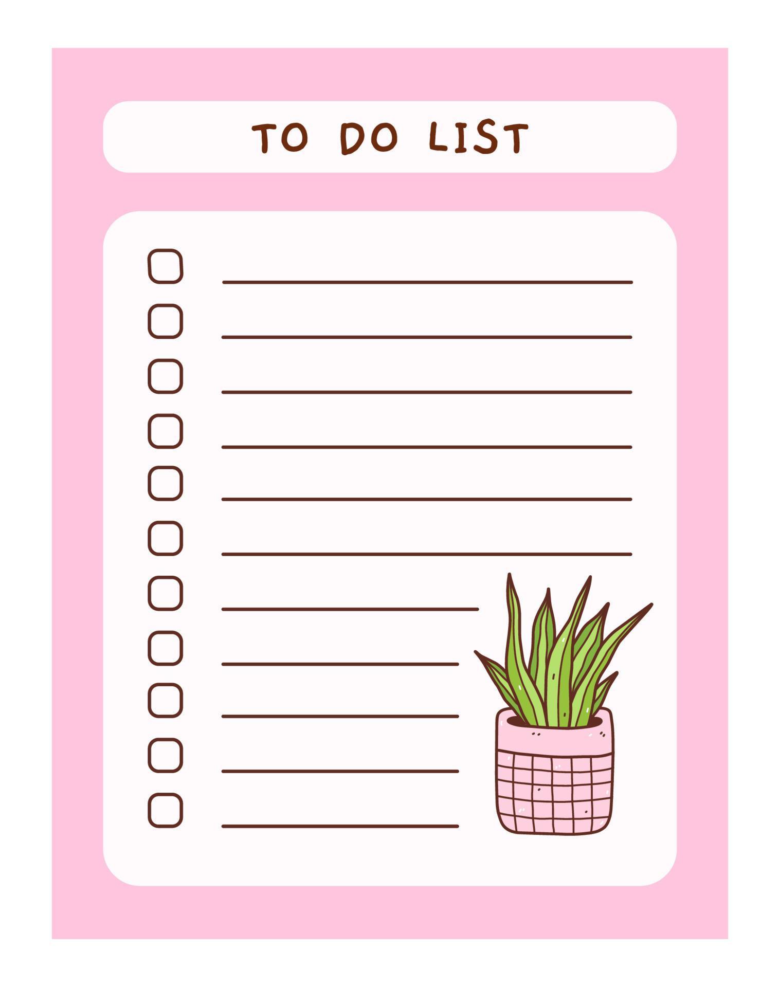 Cute to do list template with floral element Funny design of daily