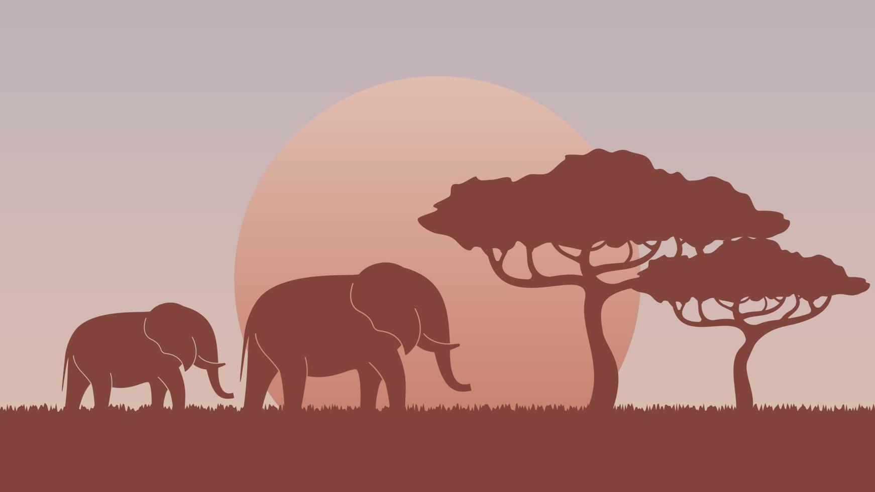 savanna sunset view vector