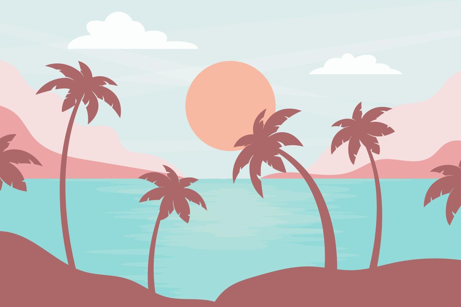 tropical landscape with palm tree vector