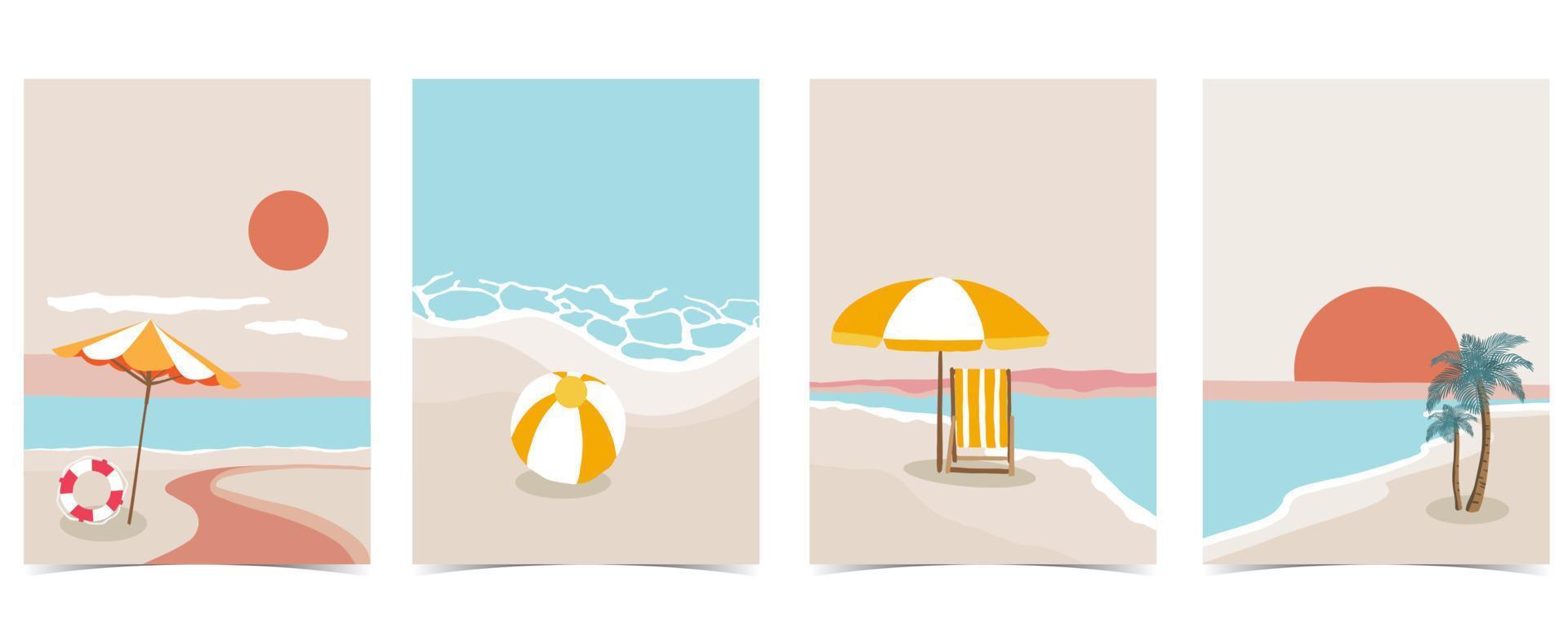 Beach background with sun,sea and sky in the daytime with pastel color vector