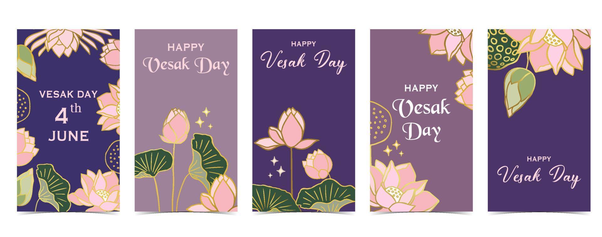 happy vesak day background with lotus vector