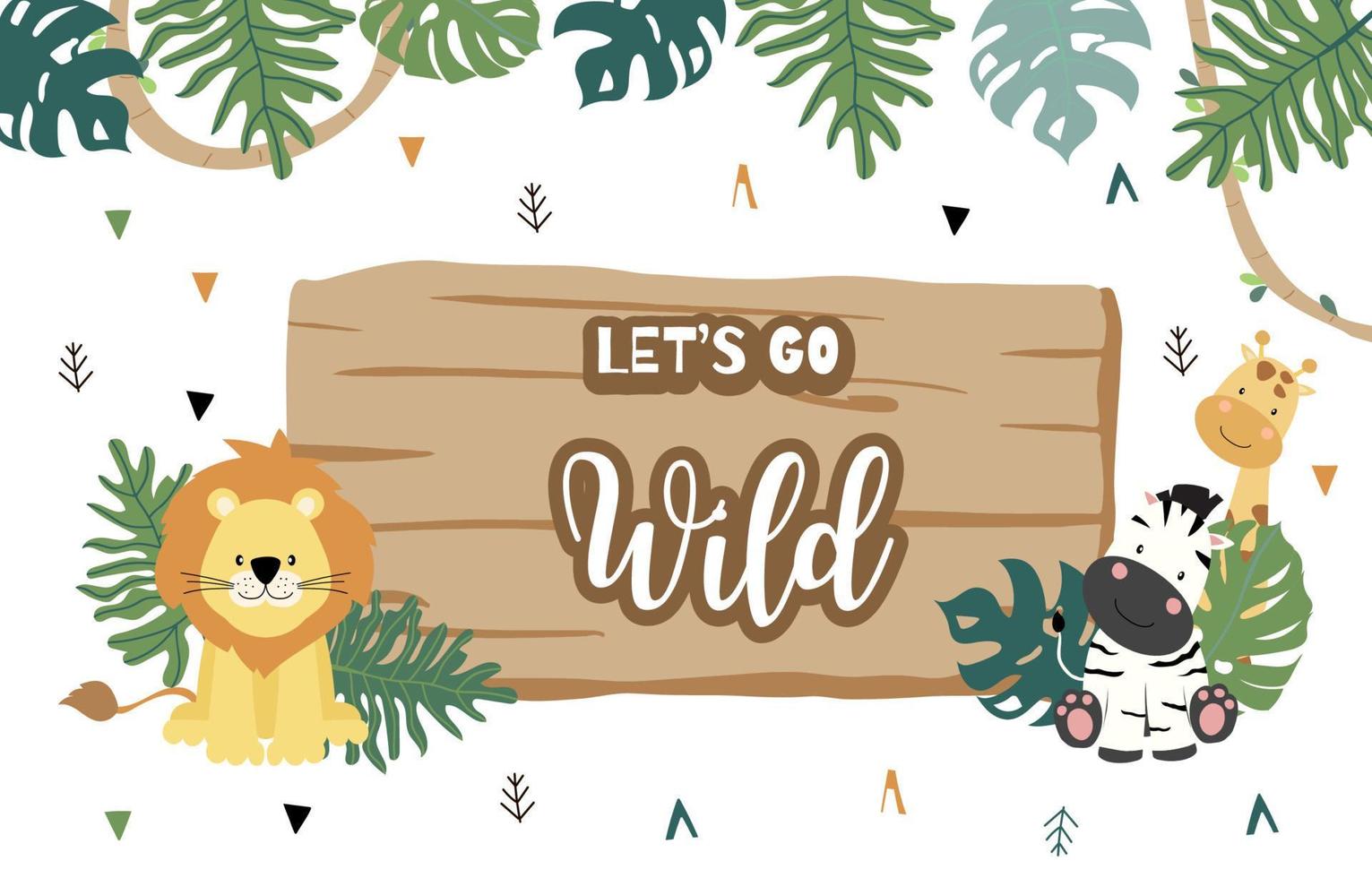 Wood frame collection of safari background set.Editable vector illustration for birthday invitation,postcard and sticker