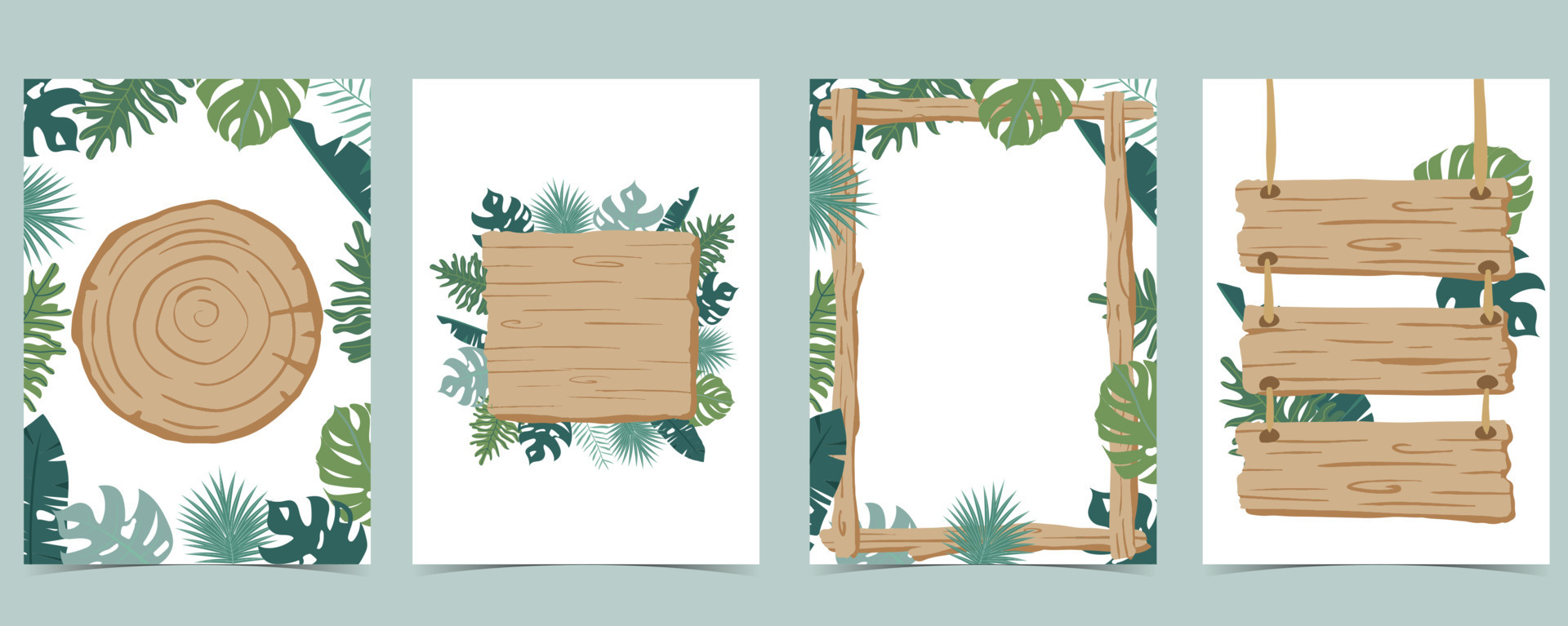 Wood frame collection of safari background set.Editable vector