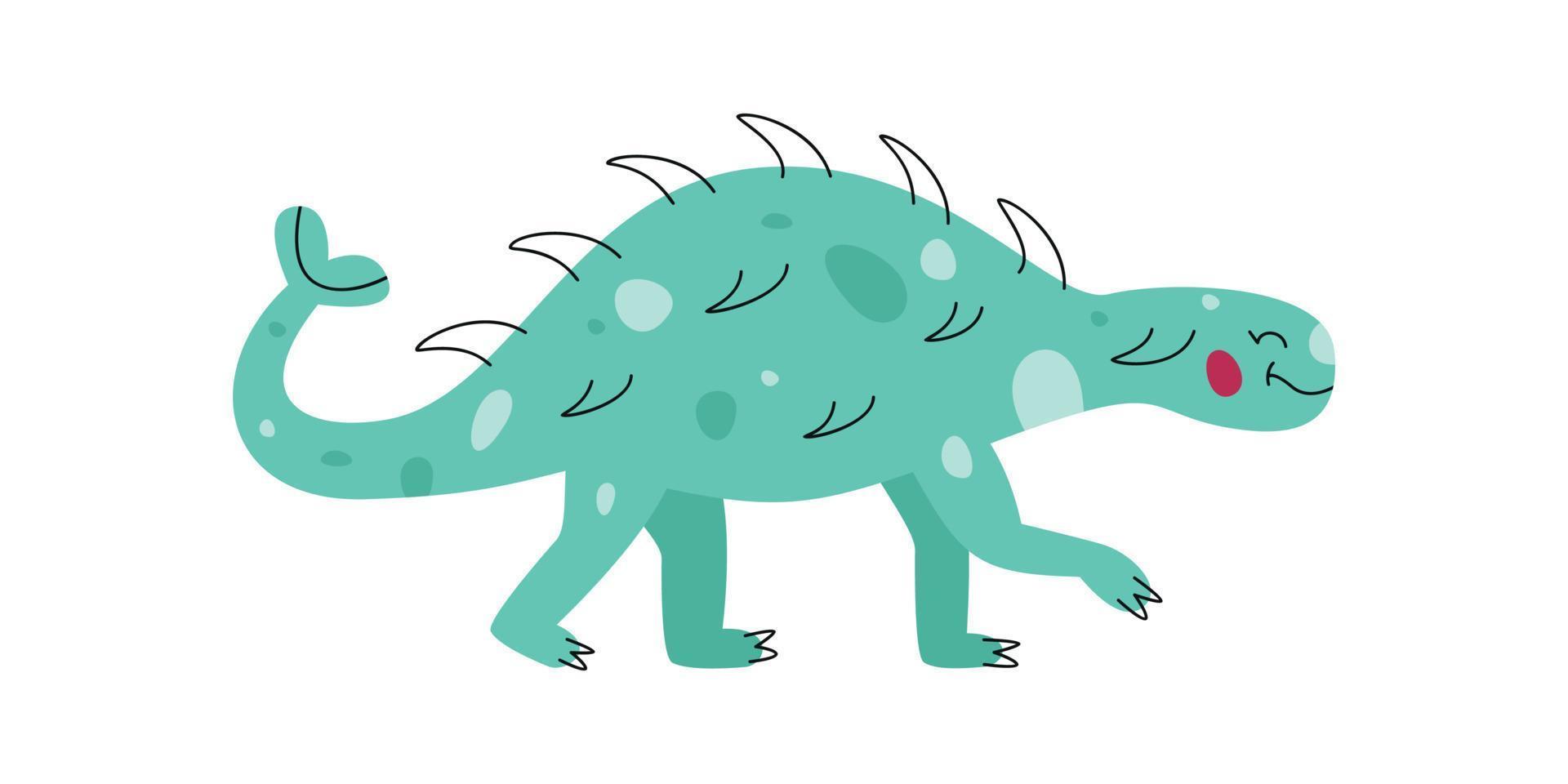 Flat hand drawn vector illustration of ankylosaurus dinosaur