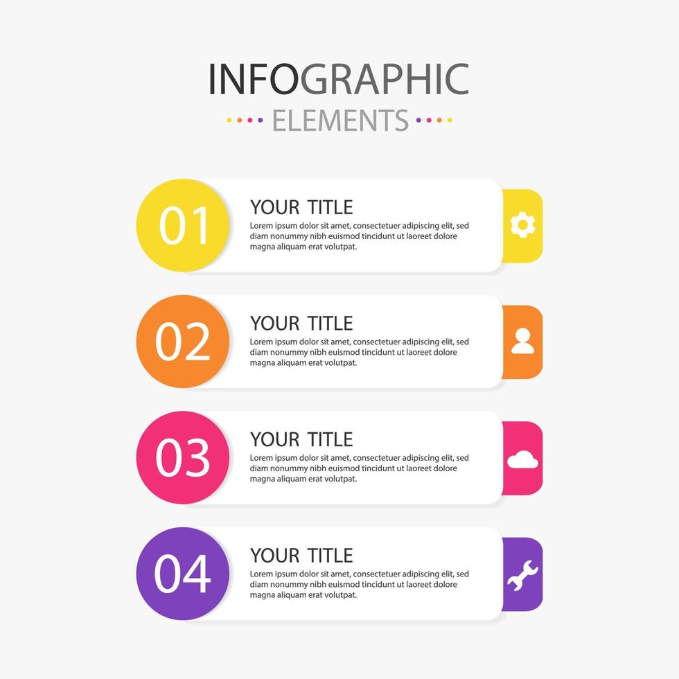 Set of modern text box infographics elements horizontal for use in business. Infographics elements with 4 colors. vector