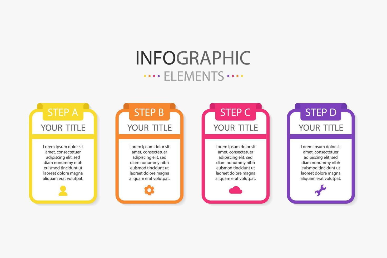 Business presentation infographic template rectangle shape with 4 vector illustration options. Infographics elements for work.