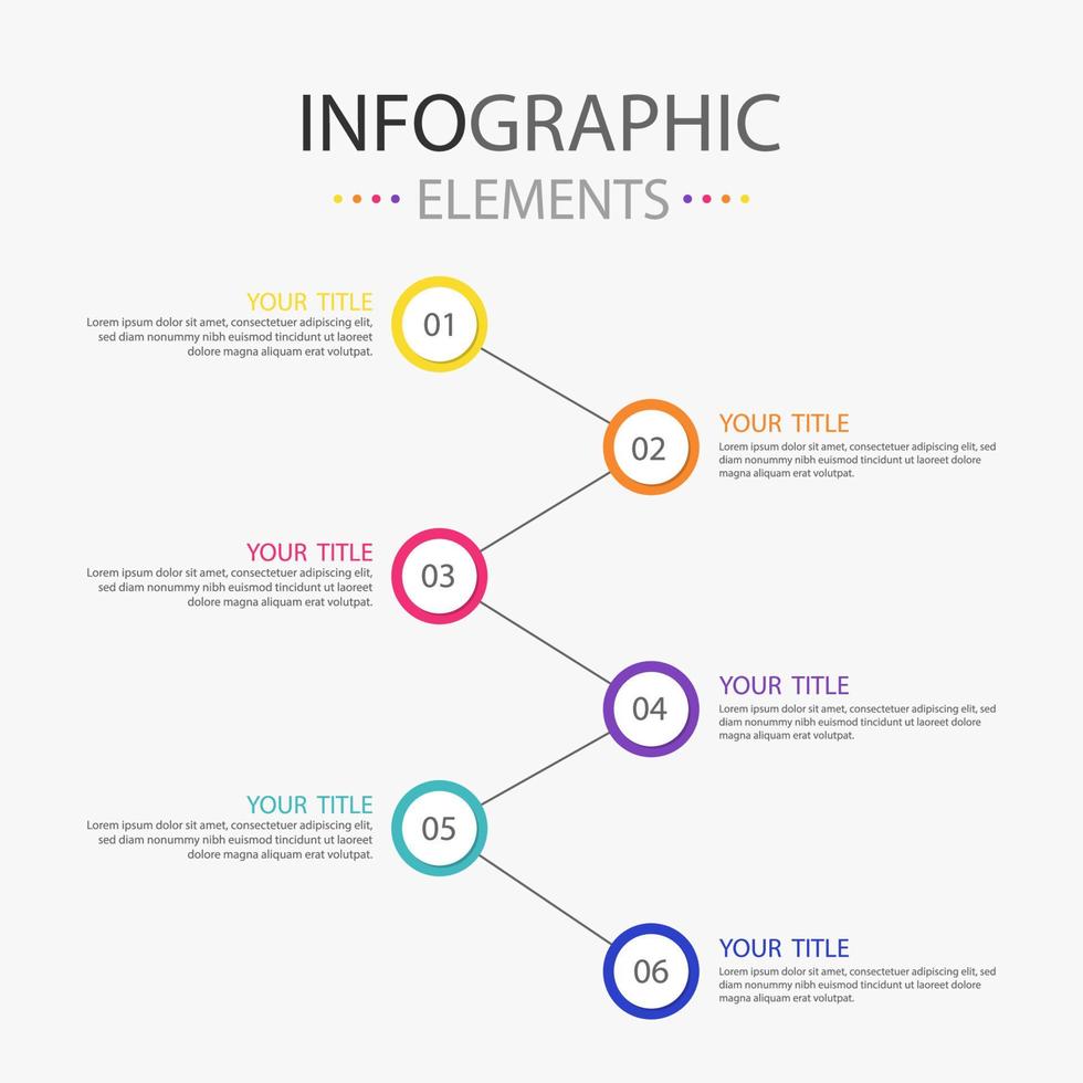 Modern text box infographics elements flowchart design for use in business. Infographics elements with 6 colors. vector