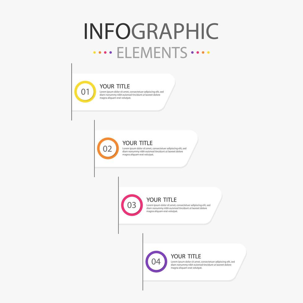 cuatro moderno texto caja infografia elementos diagrama de flujo diseño para utilizar en negocio. infografia elementos con 4 4 colores. vector