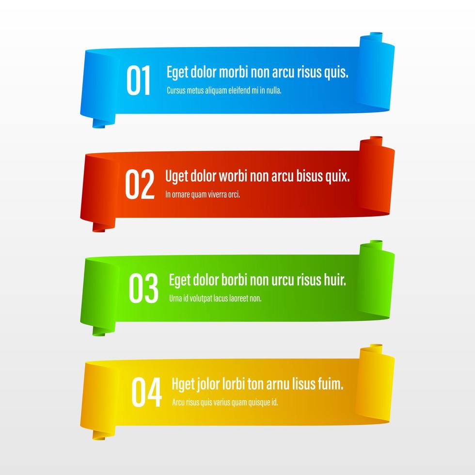 Infographics banners. A vivid illustration of the layout of the labels banner. Colored labels with a set of steps and parameters. A template for the design. All elements are isolated.EPS 10. vector