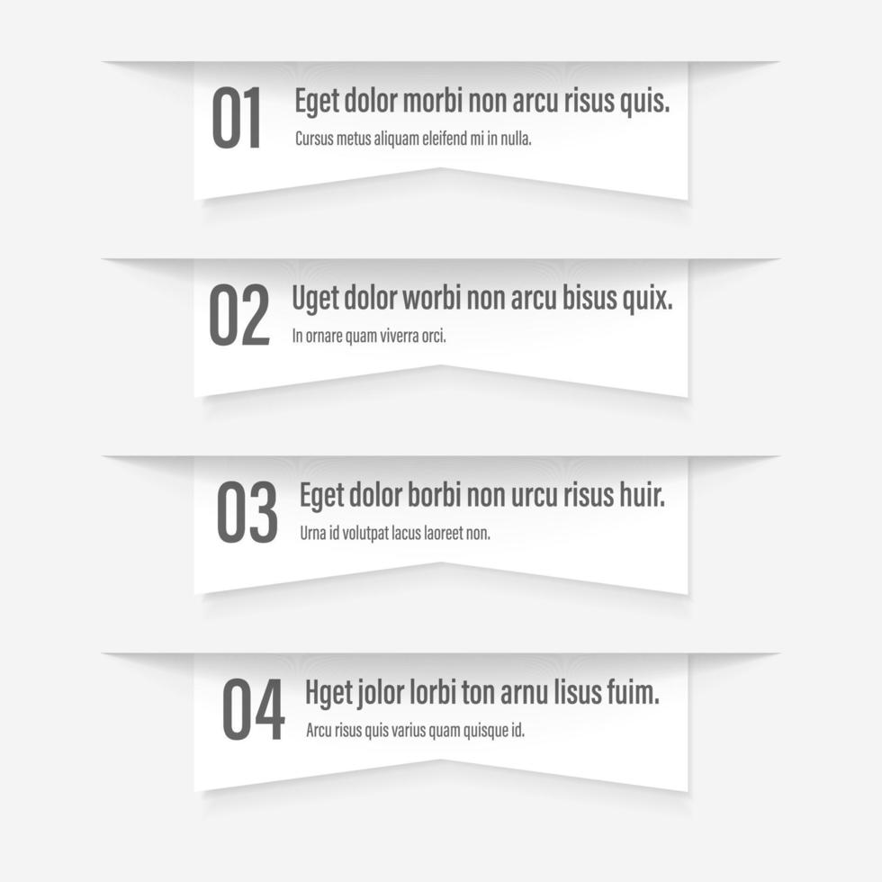 Infographics banners. A vivid illustration of the layout of the labels banner. Colored labels with a set of steps and parameters. A template for the design. All elements are isolated.EPS 10. vector