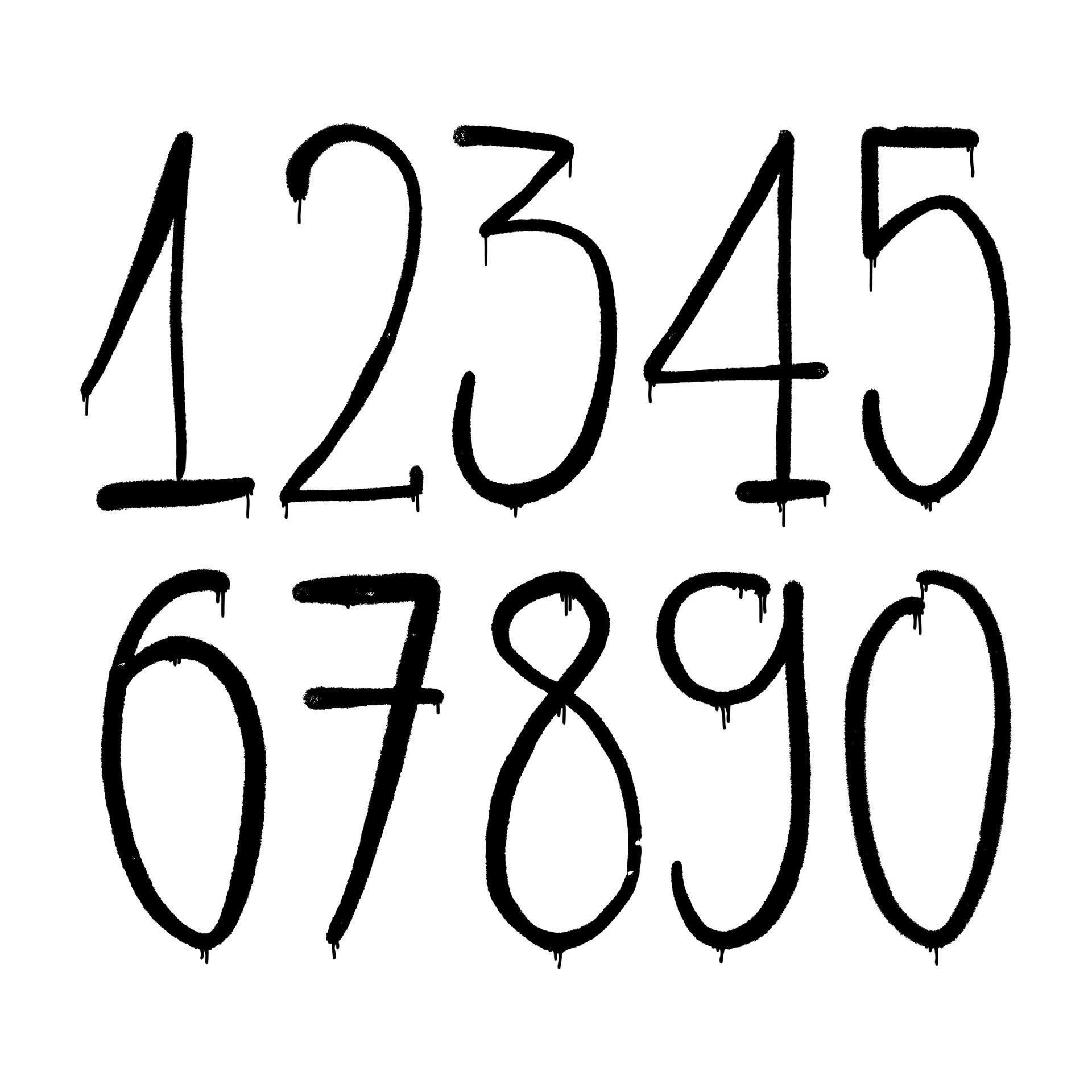 graffiti numbers. set of numbers in the style of graffiti spray paint