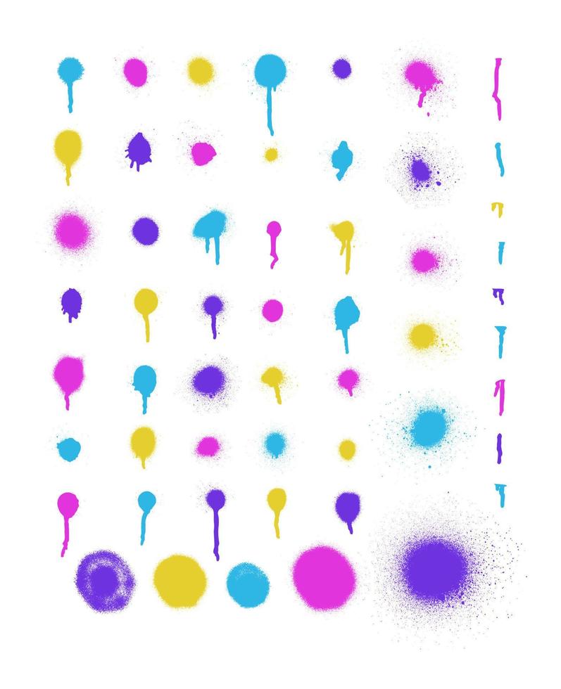 Graffiti spray dots and lines. splatter paint spray and smudge effect. shape set vector