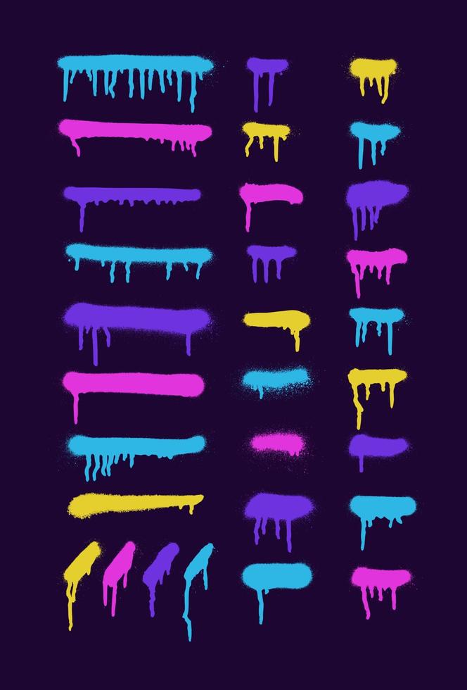 Graffiti spray dots and lines. splatter paint spray and smudge effect. shape set vector