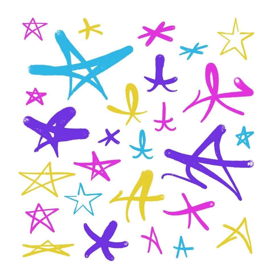 Graffiti stars. Icon set spray tag style vector