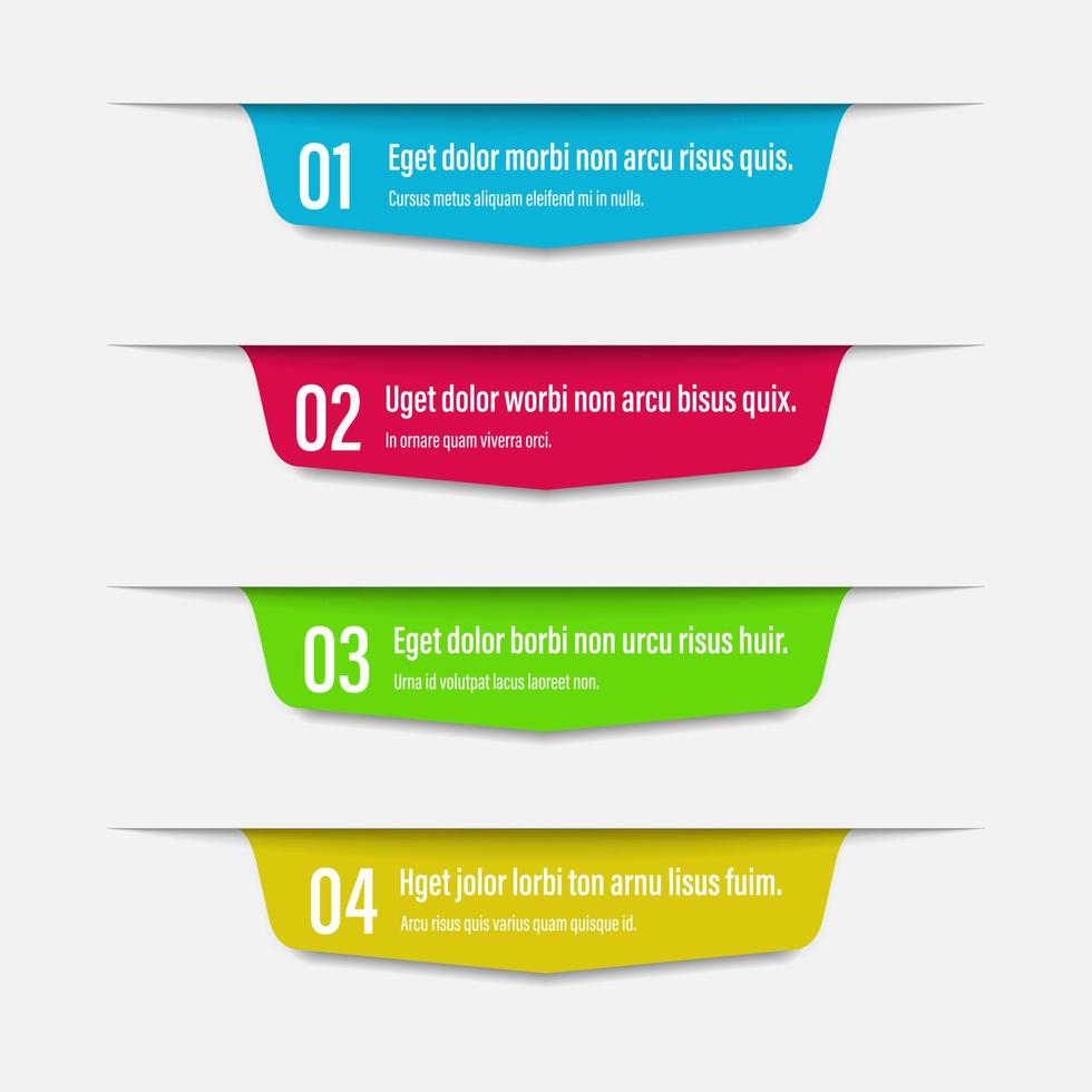 Infographics banners. A vivid illustration of the layout of the labels banner. Colored labels with a set of steps and parameters. A template for the design. All elements are isolated.EPS 10. vector