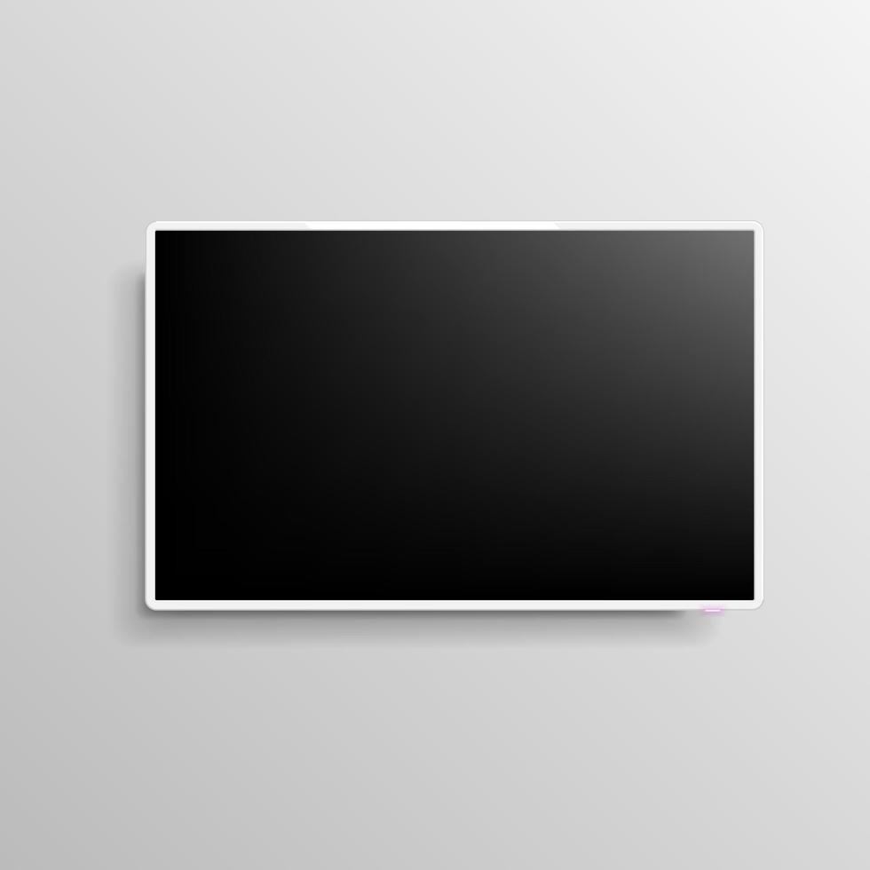 Realistic white TV screen. Blank led monitor. 3D computer. The layout for the design. Plasma panel template. LCD display. All elements are isolated.EPS 10. vector