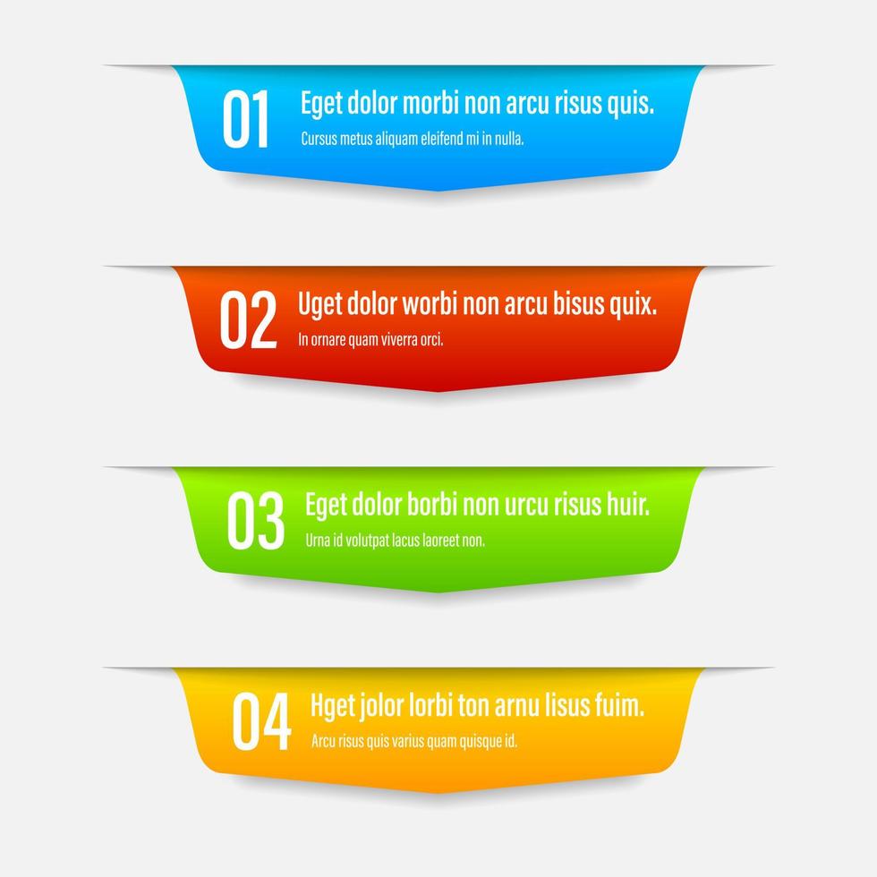 Infographics banners. A vivid illustration of the layout of the labels banner. Colored labels with a set of steps and parameters. A template for the design. All elements are isolated.EPS 10. vector