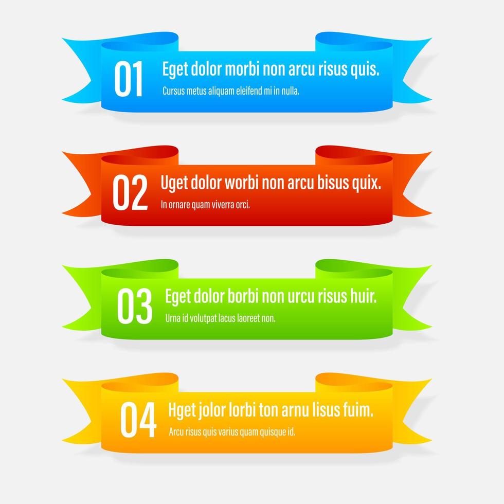 Infographics banners. A vivid illustration of the layout of the labels banner. Colored labels with a set of steps and parameters. A template for the design. All elements are isolated.EPS 10. vector