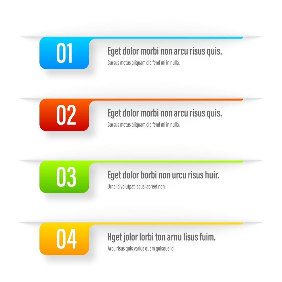 Infographics banners. A vivid illustration of the layout of the labels banner. Colored labels with a set of steps and parameters. A template for the design. All elements are isolated.EPS 10. vector