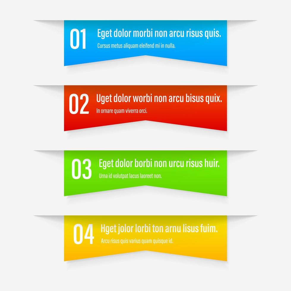 Infographics banners. A vivid illustration of the layout of the labels banner. Colored labels with a set of steps and parameters. A template for the design. All elements are isolated.EPS 10. vector
