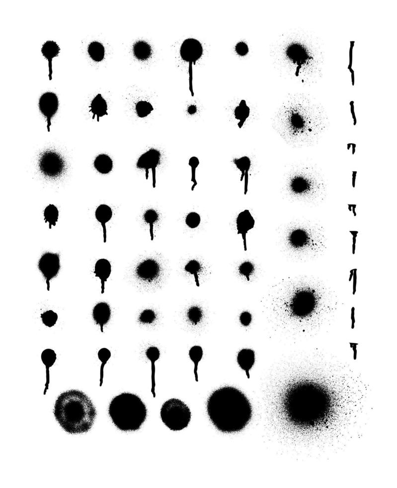 Graffiti spray dots and lines. splatter paint spray and smudge effect. shape set vector