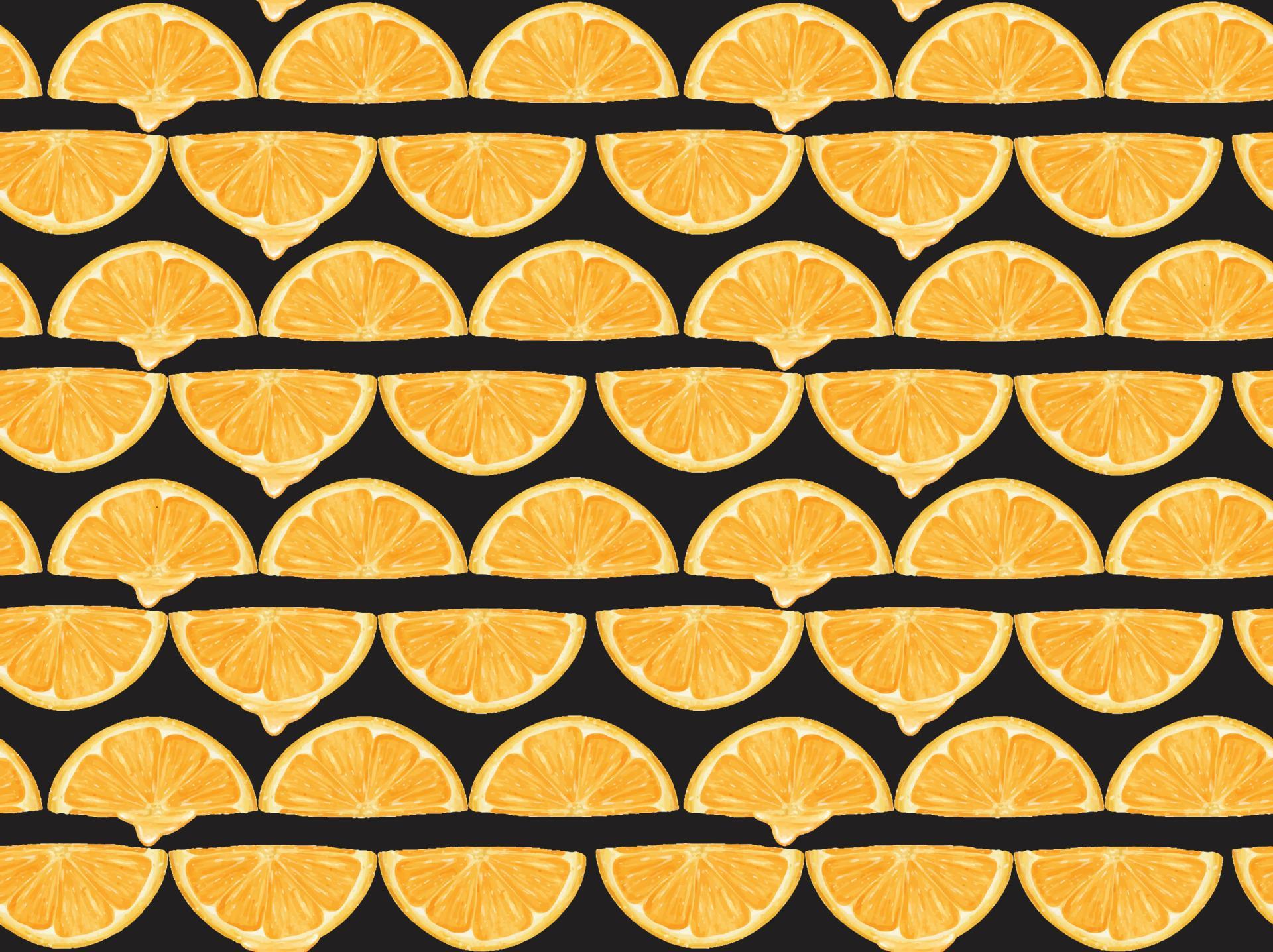 Watercolor fresh slice orange fruit pattern seamless background hand