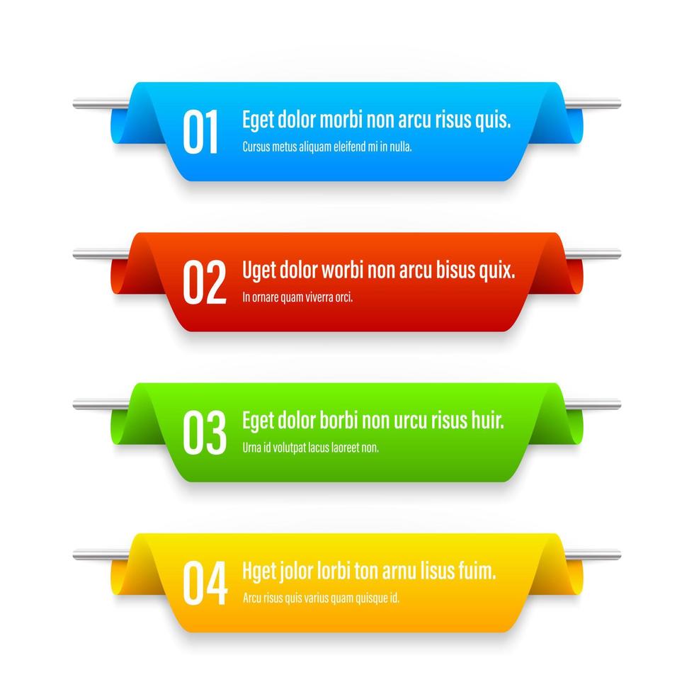 Infographics banners. A vivid illustration of the layout of the labels banner. Colored labels with a set of steps and parameters. A template for the design. All elements are isolated.EPS 10. vector